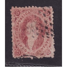 ARGENTINA 1867 GJ 28d ESTAMPILLA RIVADAVIA DE 6ta TIRADA VARIEDAD PLANCHA RAYADA ADEMAS ES PAPEL DELGADO MUY RARO SELLO CON DOBLE VARIEDAD NO CATALOGADO ASI, DE LUJO U$ 120+